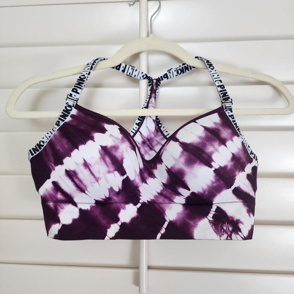 PINK Tie Dye Wireless V Neck Sports Bra